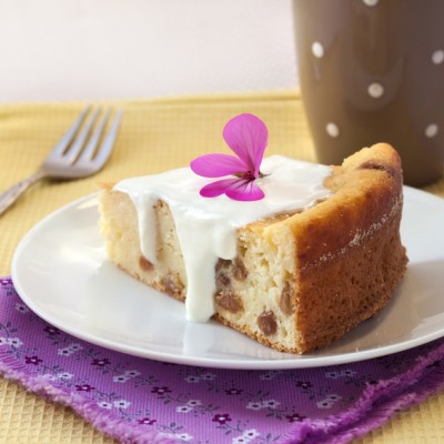 Gâteau à la faisselle et aux raisins